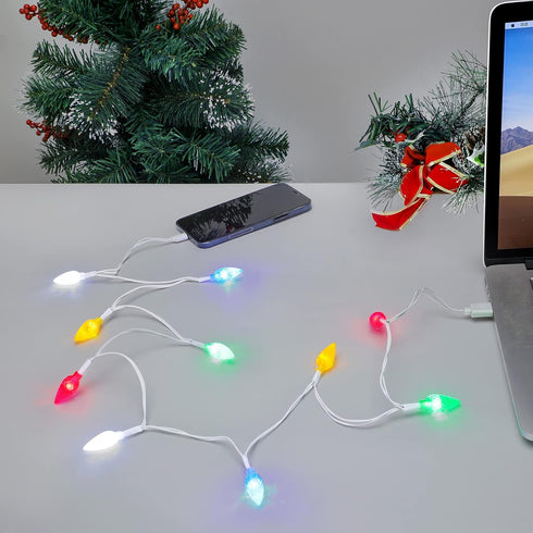 LED Christmas Light Phone Charger Cord USB Charging Cable Gift for Phone 14/13/12/11 Pro/XS/XS Max/XR/X/8 Plus/ 8/7 Plus/7s Plus/6s/6/5s/5c/5Pad w...
