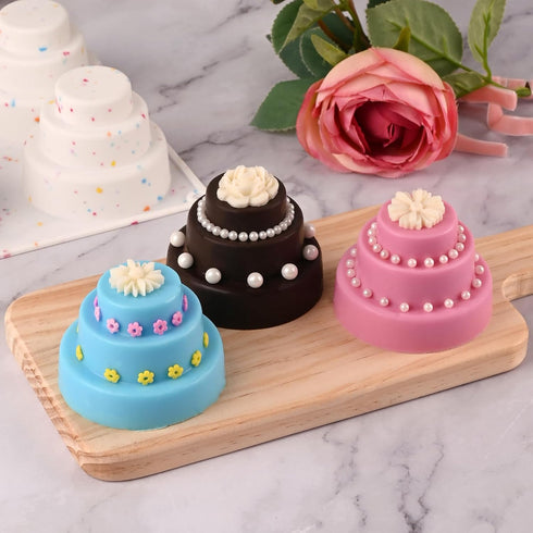 Sakolla Mini Cake Silicone Molds - 3-tiered Little Cake Baking Pans for Making Cakes, Pudding, Jelly, Chocolate, and Desserts (Set of 2)...