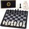 AMEROUS 10 Inches Magnetic Travel Chess Set with Folding Chess Board - 2 Extra Queens - Storage Bag for Pieces - Instructions for Beginner, Kids a...