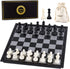 AMEROUS 10 Inches Magnetic Travel Chess Set with Folding Chess Board - 2 Extra Queens - Storage Bag for Pieces - Instructions for Beginner, Kids a...