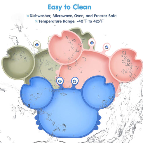 Silicone Suction Plate for Toddlers - Self Feeding Training Divided Plate Dish and Bowl for Baby and Toddler, Fits for Most Highchairs Trays, BPA ...