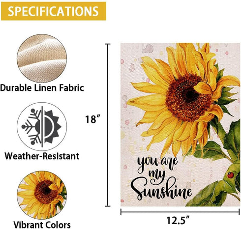 You are My Sunshine Sunflower Garden Flag 12.5 x 18 Inch Vertical Double Sided, Spring Summer Seasonal Yard Outdoor Decoration...