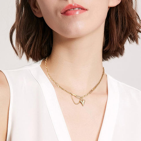 Cute Heart Necklaces for Women Mother's Valentines Day Gifts 18k Real Gold Plated Heart Necklace Small Heart Pendant Choker Necklaces for Women Da...