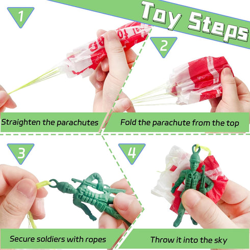 OJYUDD 50 PCS Parachute Toy,Mini Paratroopers Army Parachute Flying Throwing Outside Toys,Tangle Free Throwing Toy Parachute for Toddlers,Party Fa...