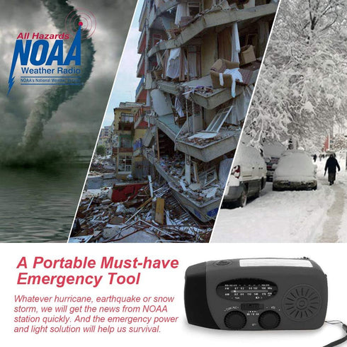 Upgrade Portable Solar Emergency Weather Radio Hand Crank AM/FM NOAA Survival Radios with LED Flashlight 2000mAh Power Bank for Smart Phone for Ho...