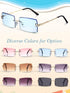 Weewooday 6 Pairs Rimless Rectangle Sunglasses Small Vintage Sunglasses Retro Frameless Eyewear for Women Men Travel Outdoor...