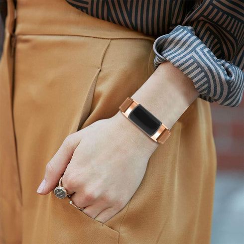 Leather Bands Compatible with Fitbit Charge 4/Charge 3, Replacement Accessories Wristband Straps for Women Men, Black+ Frosted Brown......