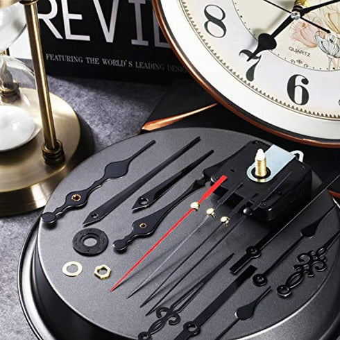 5 Pcs Wall Clock Movement Mechanism Clock Hands Quartz High Torque Long Shaft Clock Movement Replacement with 5 Pairs of Hands Clock DIY Repair Pa...