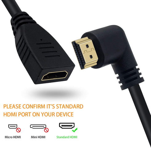 Poyiccot 8K HDMI Extension Cable, Short 8K HDMI 90 Degree Left Angle Male to Female HDMI 2.1 Cable Adapter 48Gbps with 8K 60Hz Video and 3D HDR fo...