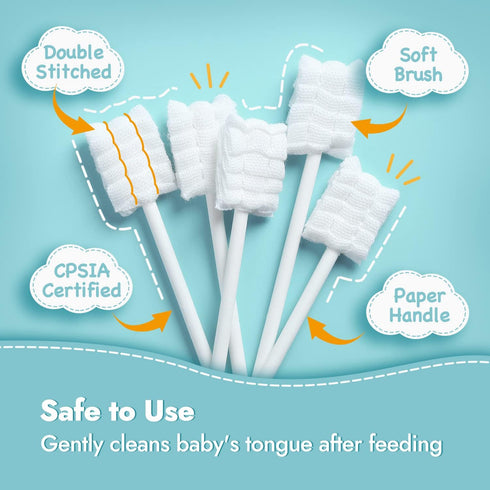 Papablic 100-Pack Baby Tongue Cleaner, Baby Toothbrush, Upgrade Gum Cleaner with Paper Handle for Babies and Infants Ages 0-2 Years...