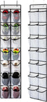 KEEPJOY Over The Door Shoe Organizer, Hanging Shoe Organizer with 4 Hooks, Shoe Holder with 14 Mesh Pockets Closet Door Shoe Storage Bag (White-2P...