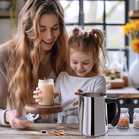 Candle Making Pouring Pot, 32oz Stainless Steel Wax Melting Pot with Heat-Resistant Handle, Double Boiler Candle Making Pitcher with Dripless Pour...