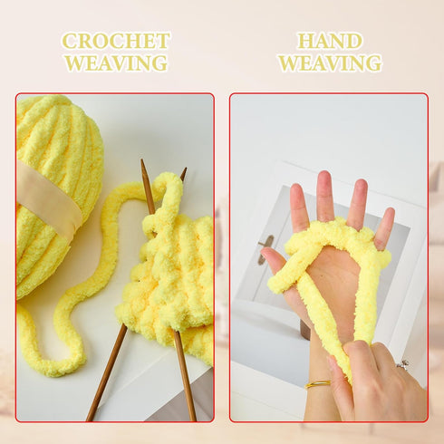 Yellow Chenille Chunky Yarn for Hand Knitting Fluffy Jumbo Chenille Yarn DIY for Crocheting Blanket Cushion 1 Skein (8.5 oz, 32 yds Each Skein)......
