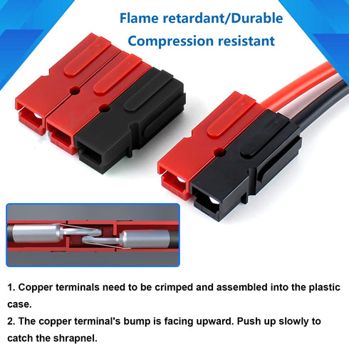 smseace 10Pairs 45Amp Power Connectors 4-6mm² (10-12AWG) Quick Connect/Disconnect Power Pole connectors for Forklift/Golf cart/Charger System/Lawn...