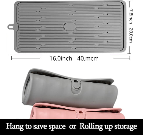 Dish Mat Silicone Dish Drying Mats Works For Drying Stemware Cocktail Glasses Silverware Pots Pans Knives and Dish Rack for Kitchen Counter Sink B...