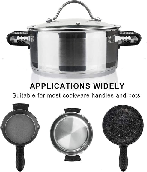 4 Pcs Non-Slip Silicone Hot Handle Holder & Assist Grips, Potholder for Cast Iron Skillets, Heat Resistant Handle Cover Sleeve for Frying Pans, Ca...