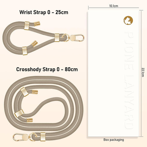 UKON Cell Phone Lanyard,Crossbody Lanyard and Wrist Strap Premium Metal Buckle Phone Charms with 2 X Phone Patch Compatible with All Smartphone(Kh...