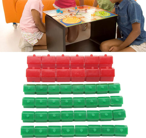 Hotel Game Replacement Pieces Monopoly Replacement Pieces 12 Red Houses and 32 Green Houses Game Plastic Houses & Hotels Game Piece Supplement Acc...