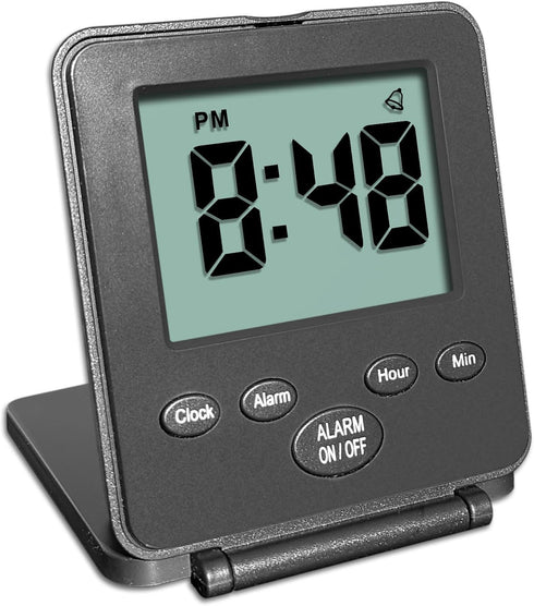 Digital Travel Alarm Clock - No Bells, No Whistles, Simple Basic Operation, Loud Alarm, Snooze, Small and Light, ON/Off Switch, 2 AAA Battery Powe...