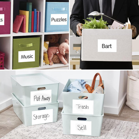 150 Pcs Labels for Storage Bins, 6 X 4 Inch Removable Labels for Storage Bins, Tear Resistant No Residue Storage Bin Labels, Matte White Blank Box...