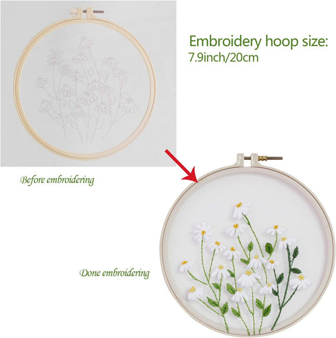 Full range embroidery kits for beginners stamped embroidery kit includes embroidery cloth with pattern embroidery hoop instruction color embroider...