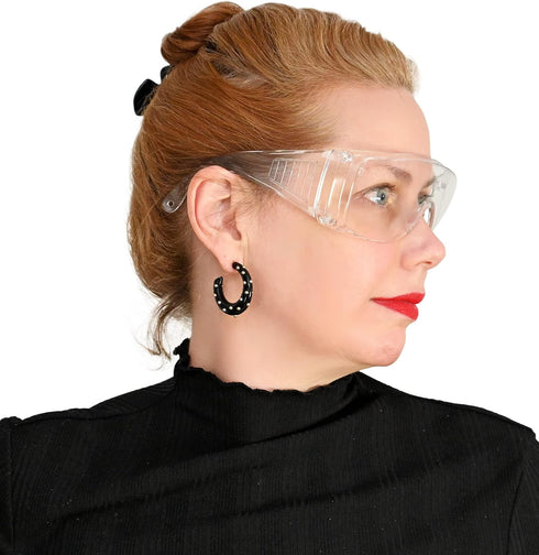 HOME-X Anti-Fog Safety Glasses with Protective Edges for Debris, Clear Safety Glasses for Construction, Shooting, or Outdoor Protection, 6" L x 5 ...