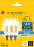 GE Ultra Bright LED Light Bulbs, 100W, Daylight Candle Lights, Clear Decorative CA12 Light Bulbs, Candelabara Base (3 Pack)...