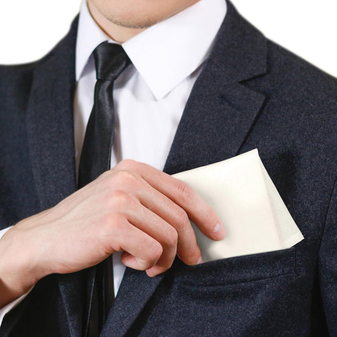 Bonuci 5 Pcs Pocket Square 15 x 15 Inch Linen Handkerchief for Men Prefolded Linen Kerchief for Men's Suit, White...