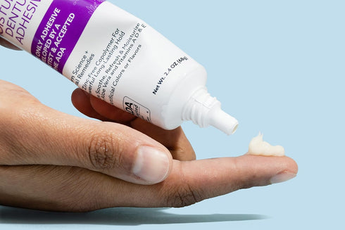 Dr. B Dental Solutions Adhesadent Moisturizing Denture Adhesive - Secure Denture Glue with Strong Grip & Natural Taste - Zinc-Free Dental Adhesive...