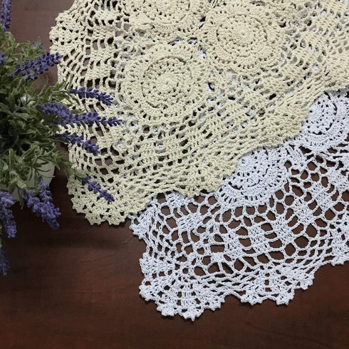 Hetao 16x27 100% Cotton Handmade Crochet lace Table Runners Oblong Tablecloth Doilies Doily,Beige...