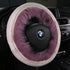 3Pcs Set Fashion Fluffy Fuzzy Wool Fur Soft Car Steering Wheel Cover with Handbrake Cover & Gear Shift Cover for Women/Girls/Ladies Auto Long Wool...
