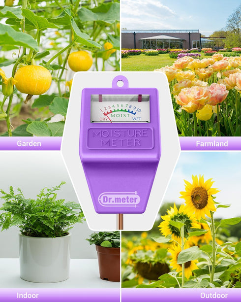 Dr.meter Soil Moisture Meter Tester for Plants, Hygrometer Moisture Sensor for Houseplants Indoor Outdoor Garden Lawn Use - Plant Water Meter Gaug...