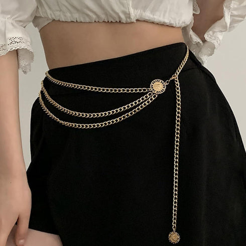 Tatibana Multilayer Metal Waist Chain Dress Belts Metal Belt for Women Girls Ladies Adjustable Body Waist Link Belts for Jeans Dresses...