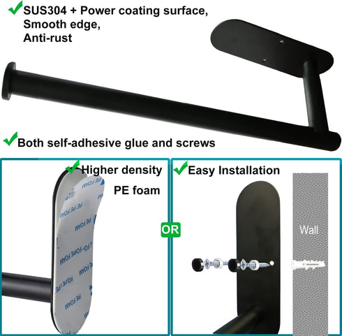 Upgraded Calegency Paper Towel Holder Under Cabinet, Wall Mounted Paper Towel Dispenser, Matte Black SUS304 Self-Adhesive and Drilling Optional La...