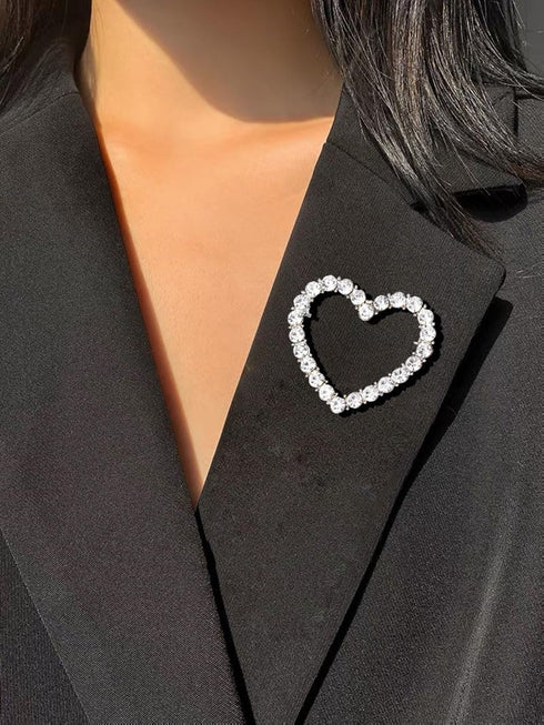 Crystal Love Heart Brooch Pin Valentine's Day Gift Pin Women Girls Hollow Heart Lapel Pin Badge for Mother's Day Gift...