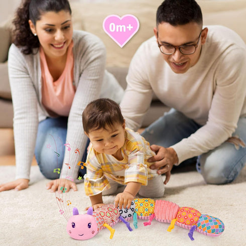 Baby Infant Musical Toy Soft Stuffed Animal Toy with Multi Textures,Rattle,Crinkle,Newborn Baby Toy for 0 3 6 9 12 Months Girls Boy Gift,Caterpill...
