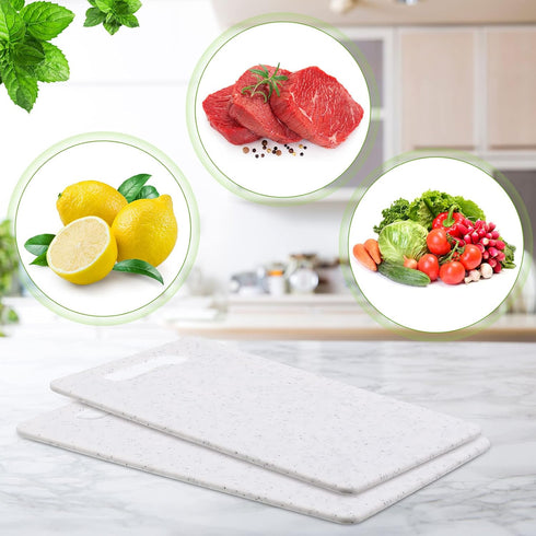 2 Pcs Small Cutting Board for Kitchen Mini Plastic Cutting Board Set Bar Dishwasher Safe Granite Color Cutting Board for Camping Food Fruits Prep ...