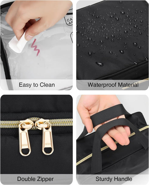 Hanging Toiletry Bag Travel Makeup Bag TSA Approved Clear Bag for Toiletries Waterproof Cosmetic Bag Toiletry Bag for Women Men Travel Toiletry Or...