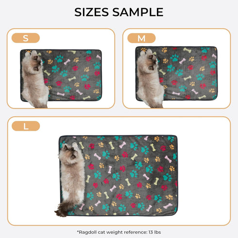 Luciphia 1 Pack 3 Blankets Fluffy Premium Fleece Pet Blanket Flannel Paw Printed Throw for Dog Cat(Small 23x16'', Grey/Brown/Blue)...