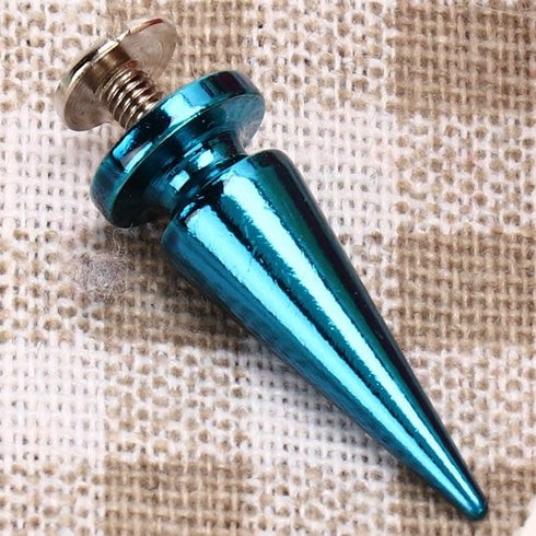 HEEPDD 10Pcs 10x26MM Large Size Cone Spikes Punk Rivets Stud Screw Tree Shape Back Spikes for DIY Leather Shoes Jacket Craft Garment Bag(Blue)...