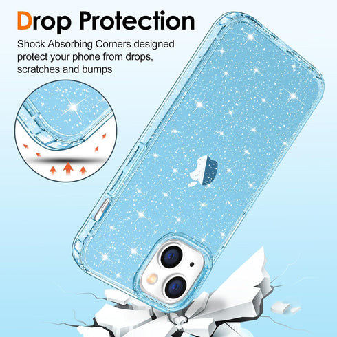 Hython Case for iPhone 15 Case Glitter, Cute Clear Glitter Sparkly Shiny Bling Sparkle Cover, Anti-Scratch Soft TPU Thin Slim Fit Shockproof Prote...