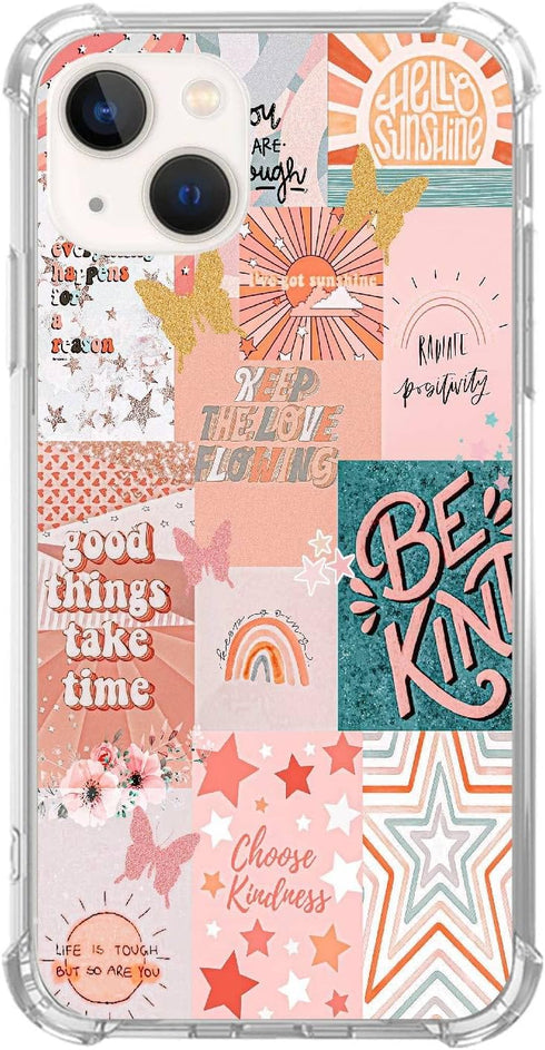 Light Pink Indie Aesthetics Collage Case Compatible with iPhone 14, Cute Girly Case for iPhone 14?Unique Soft TPU Bumper Case for iPhone 14...