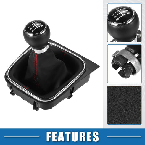 6 Speed Manual Gear Shift Knob with Gaiter Boot for Volkswagen Golf MK5 MK6 2004-2007 for Volkswagen GTI 2006-2009 Black...