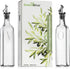 GREENOLIVE Olive Oil and Vinegar Dispenser Set - 17 oz. Glass Bottles with No-Drip BPA-Free Spouts - Stylish O and V Identifiers for Kitchen and D...