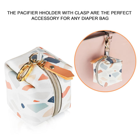 Baby Pacifier Case with Clip, Baby Pacifier Holder Pouch Box for Diaper Bag, Holds 2 Pacifiers for Travel Outdoor Activities, Small Baby Utensils,...