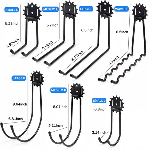 Garage Hooks 10 Pack, Heavy Duty Steel Tool Wall Storage Gear Hooks with Anti-Slip Coating, Wall Mount Holder for Bike, Ladder and Garden Tools (M...
