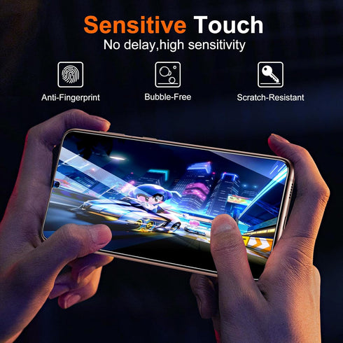 UniqueMe for Samsung Galaxy S21 Plus Screen Protector, 9H Hardness Fingerprint Unlock Samsung S21+ Tempered Glass + Camera Lens Protector with Eas...