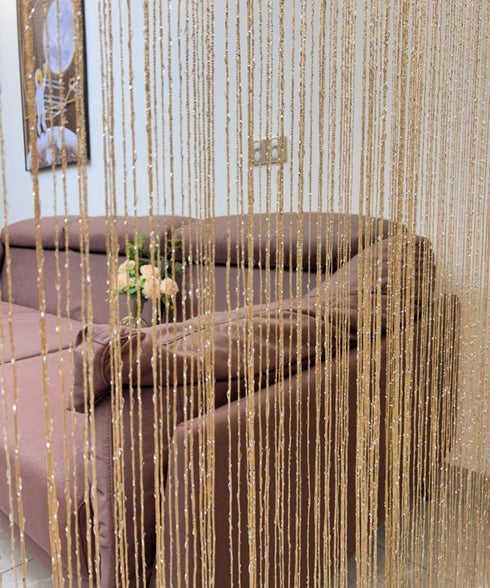 ave split Decorative Door String Curtain Wall Panel Fringe Window Room Divider Blind Divider Tassel Screen Home 100x200centimeter (Champagne18)...