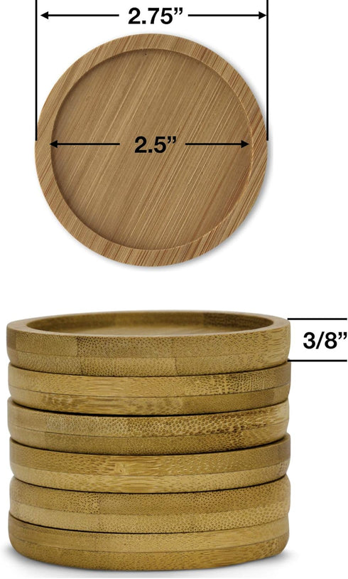 Window Garden – 2.75” Bamboo Saucers – for 6-Pack Small Kitty Pots, Succulent Owl Indoor Planters, Set of 6 Saucers. Keep Surfaces from Getting We...