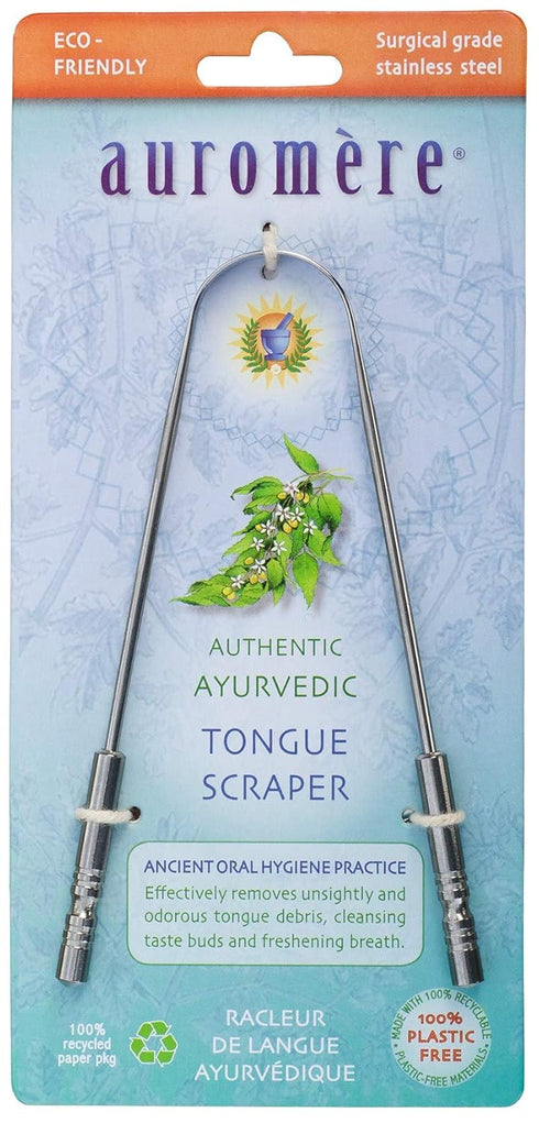 Auromere Tongue Cleaner, Ancient Oral Hygiene, Eco Friendly, Zero Waste, Stainless Steel, Eliminate Bad Breath (1 Pack)...